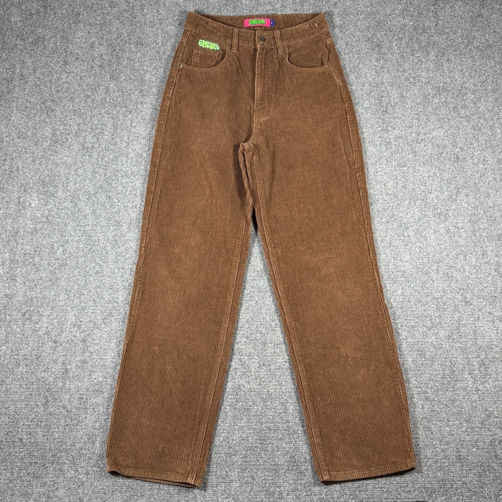Empyre Tori Pants Womens 2 Brown Corduroy Wide Leg Baggy Skate Streetwear 23x30